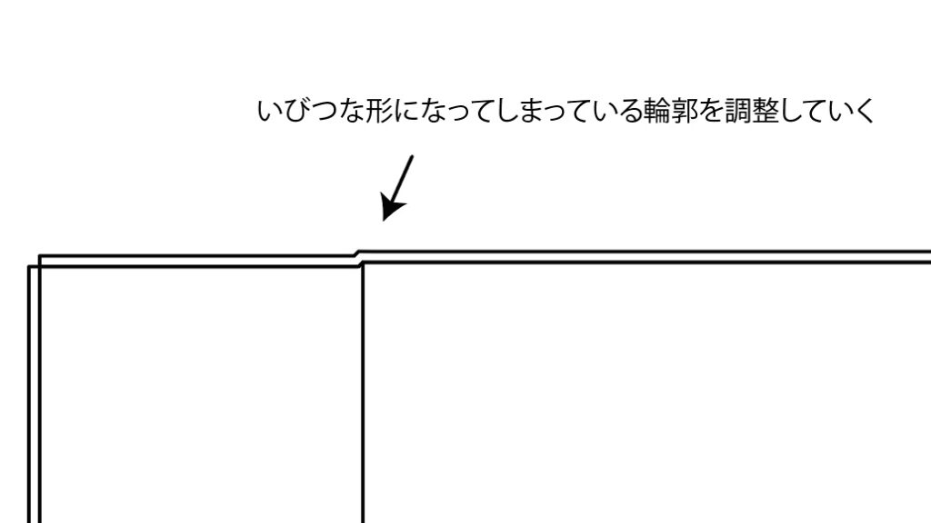 ある程度アバウトで問題ないので、内側の輪郭と同じ形になるように調整する。