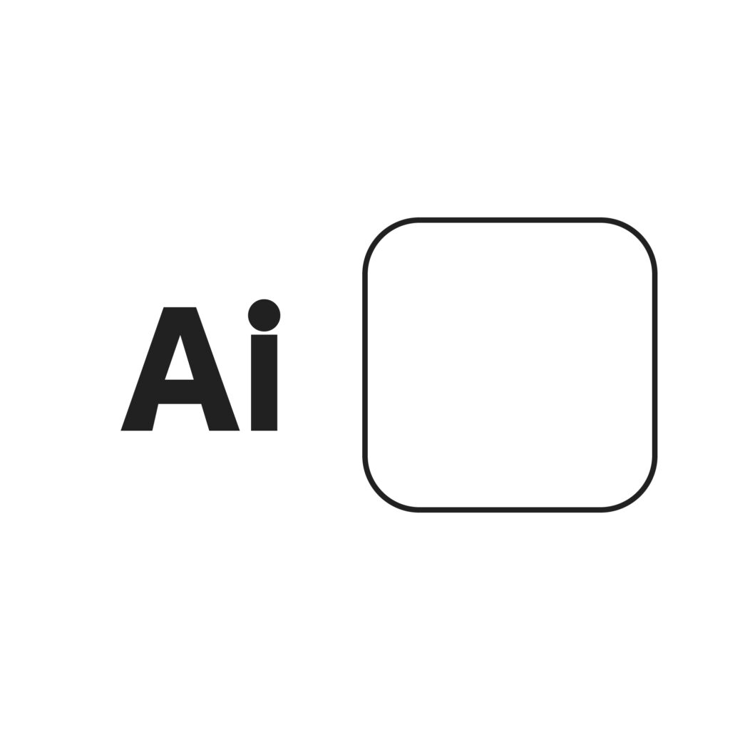 「Ai」という文字と右側の「枠」はそれぞれ別で制作したオブジェクト