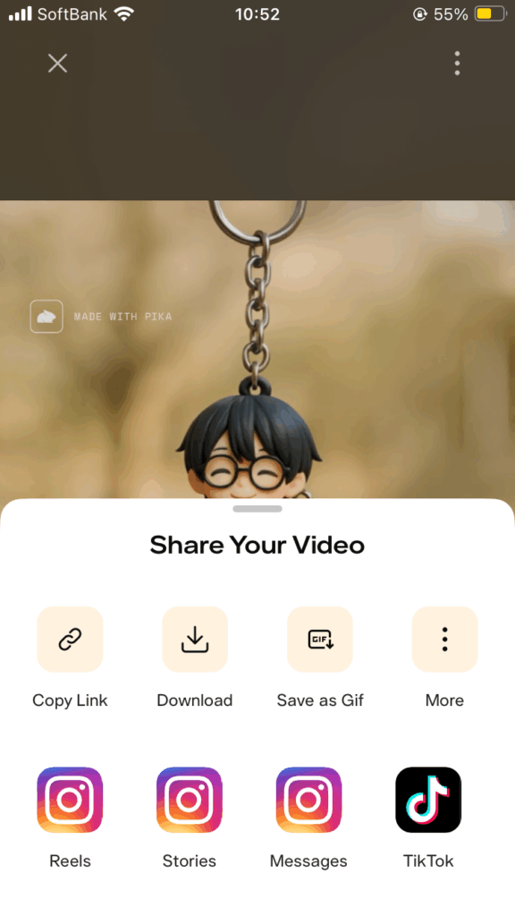 ダウンロードや動画リンクをコピーできる。