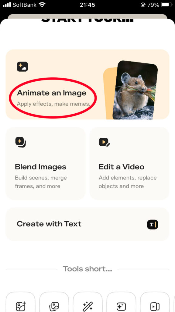 「Animate an Image」を押す。
